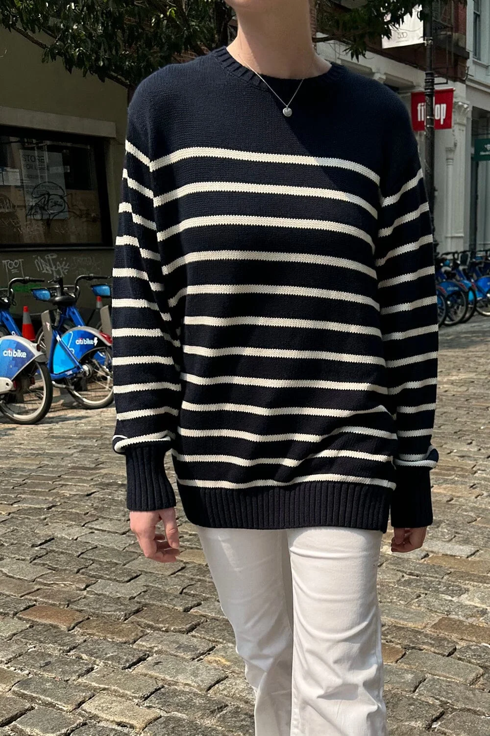 Brianna Cotton Thin Stripe Sweater