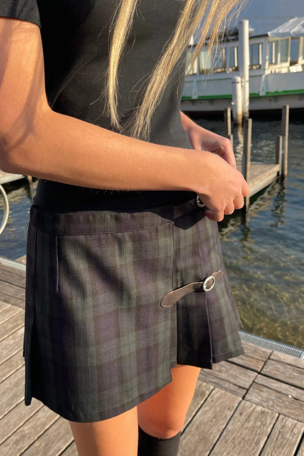 Dana Plaid Buckle Skirt