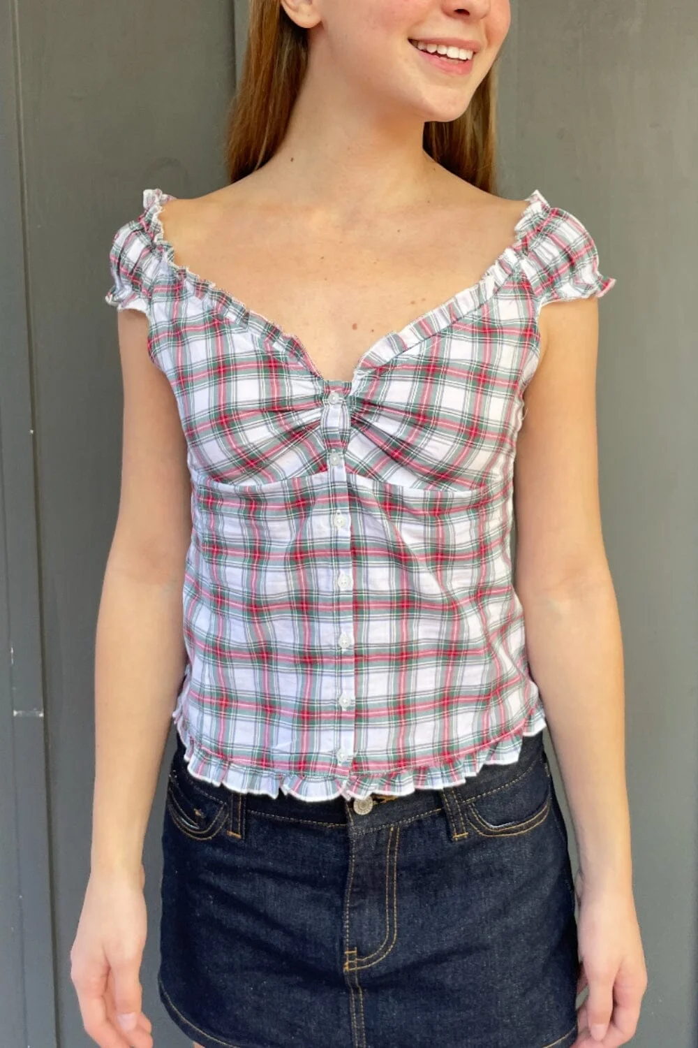Elena Plaid Top