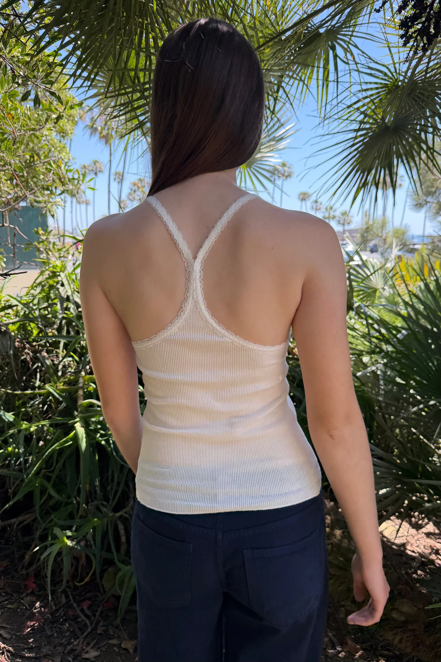 Esme Ribbed Lace Tank